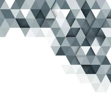 Geometric triangle gray and black mosaic pattern element on white. Stock Illustration