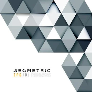 Geometric triangle gray and black mosaic pattern element on white. Illustrazione stock