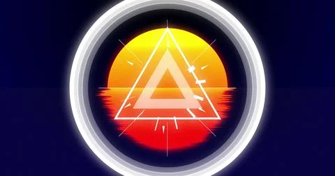Geometric triangle image over sunset reflecting on water Stock Photos