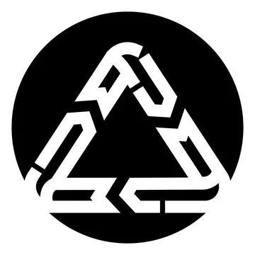 Geometric triangle logo creating abstract cyclic motion Illustrazione stock