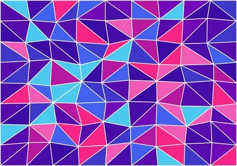 Geometric triangle mosaic polygonal low poly pattern with neon magenta purp.. Stock Illustration