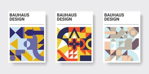 Geometric triangle pattern, abstract colorful circles and squares. Bauhaus line Stock Illustration