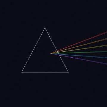 Geometric triangle refracting prism light spectrum rays Stock Illustration