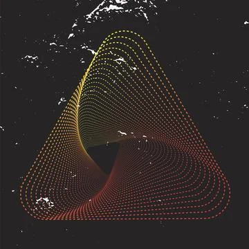 Geometric triangle retro Dot Line Art Tutorial on black for background Stock Illustration