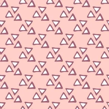 Geometric triangle seamless pattern on pink background. Creative scribble geo 스톡 일러스트