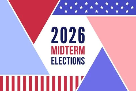 Geometric Triangle Shape 2026 Midterm Elections White Background Stock Illustration