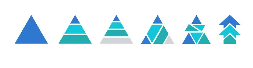 Geometric triangle transformation set for abstract design concepts Stockillustratie