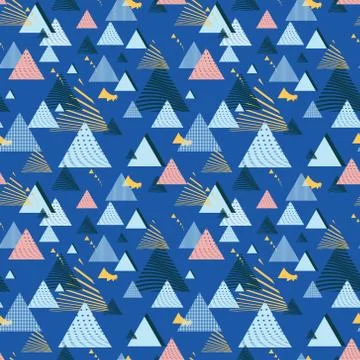Geometric triangle vector pattern in dark blue colors. Image for advertising Stock Illustration