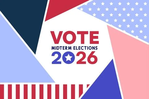 Geometric Triangle Vote 2026 Midterm Elections Pastel Colors Stock Illustration