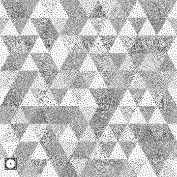 Geometric triangles background. Mosaic. Black and white grainy dotwork design Stock Illustration