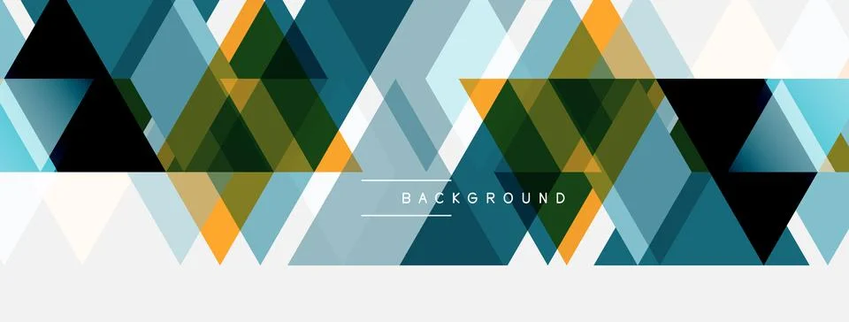Geometric triangles create modern background. Shades include blue, green, o.. 스톡 일러스트