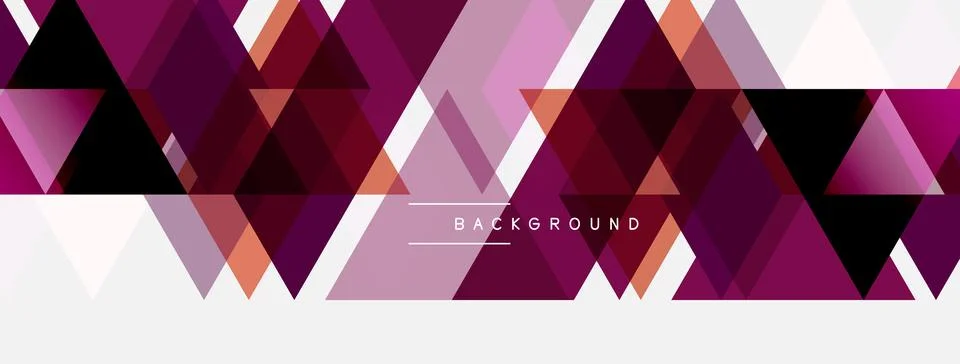 Geometric triangles form abstract background. Shades include purple, pink, .. Ilustración de archivo
