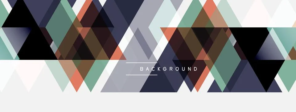 Geometric triangles form abstract background. Colors include gray, navy, gree Stock Illustration