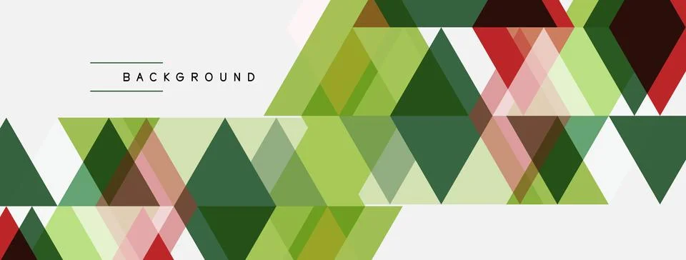 Geometric triangles form abstract background. Colors include green, red, beig 스톡 일러스트