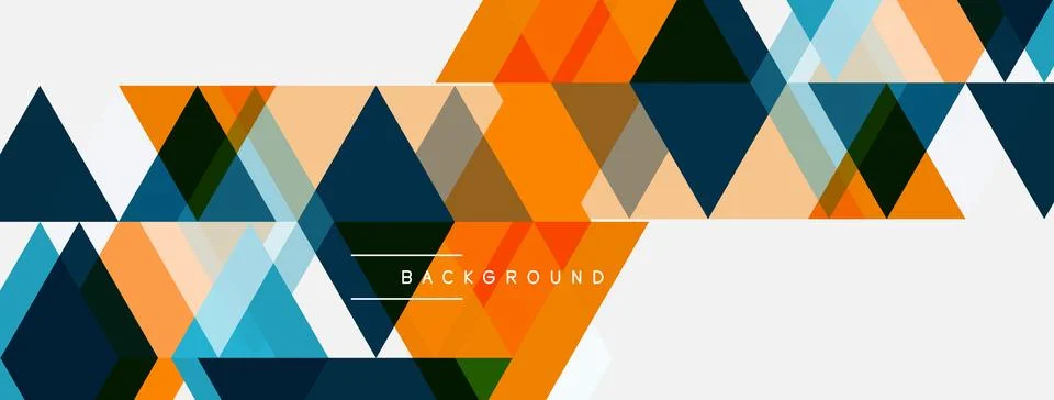 Geometric triangles form abstract pattern. Orange, blue, gray tones dominate Stockillustratie