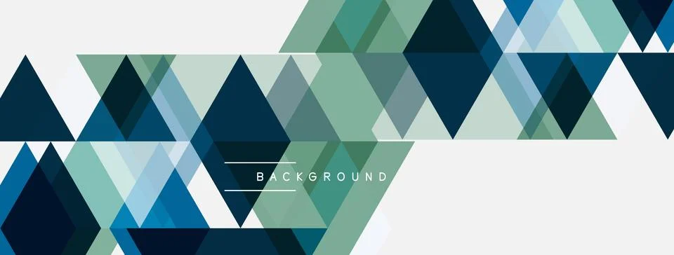 Geometric triangles form abstract pattern. Shades include blue, green, gray. Stock Illustration