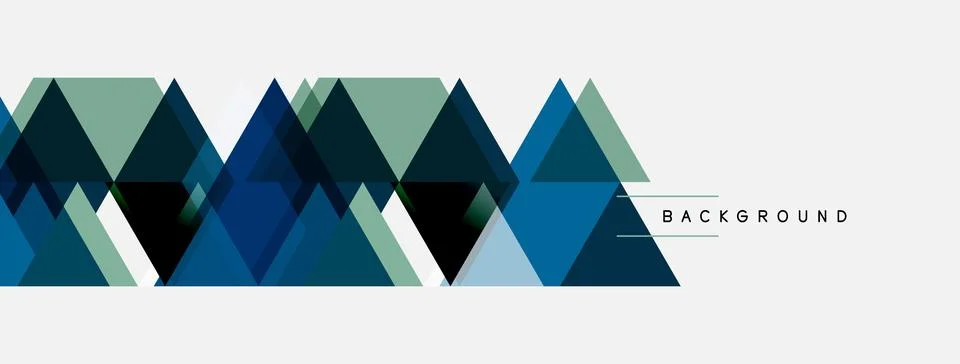 Geometric triangles form abstract pattern. Shades include blue, green, gray. Stockillustratie