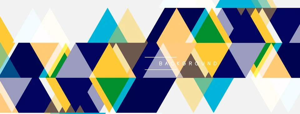 Geometric triangles form abstract pattern. Colors include blue, yellow, green Stock Illustration