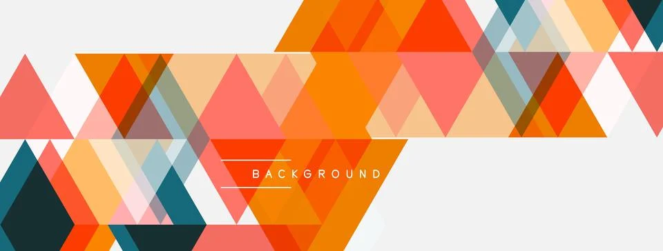 Geometric triangles form abstract pattern. Orange, pink, gray hues dominate Illustrazione stock