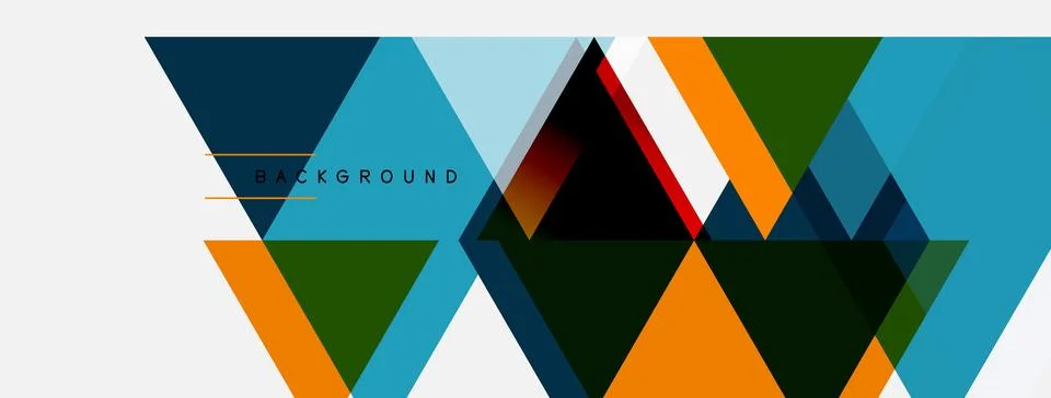 Geometric triangles form abstract pattern. Colors include blue, green, orange Stock Illustration