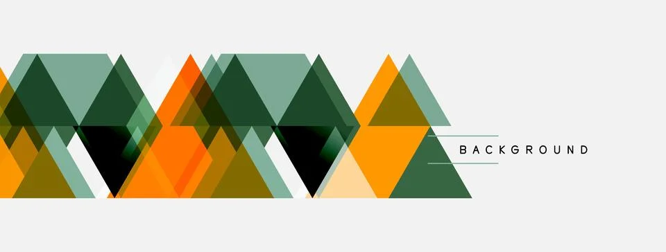 Geometric triangles form abstract pattern. Colors include orange, green, blac Stock Illustration