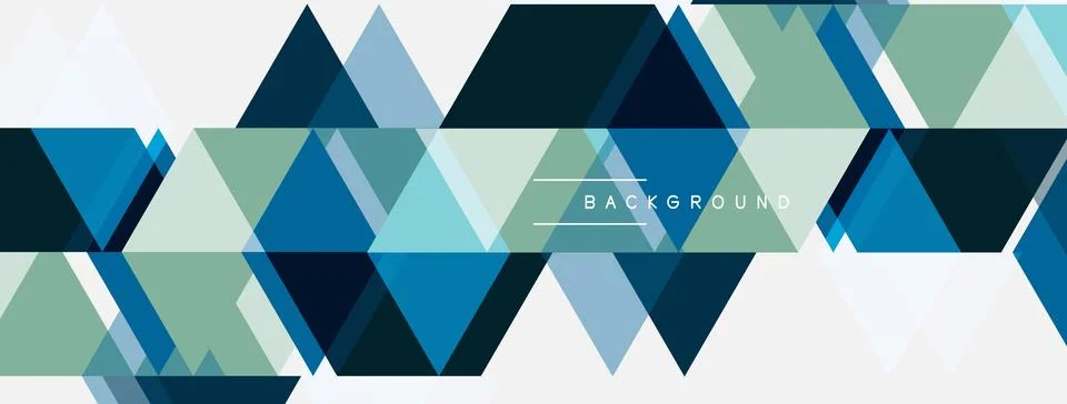 Geometric triangles form abstract pattern. Blue, green hues dominate design. Stock Illustration