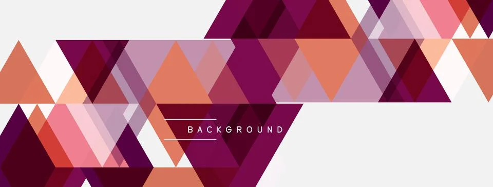 Geometric triangles form abstract pattern. Shades include pinks, purples, Stock Illustration