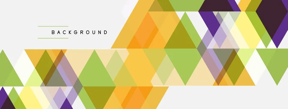 Geometric triangles form colorful pattern. Background features vibrant hues, Illustrazione stock