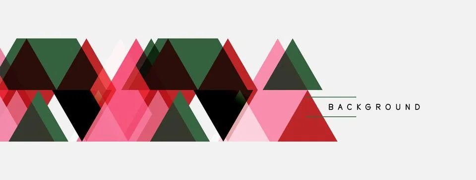 Geometric triangles form repeating pattern. Pink, red, green, black colors Stock Illustration