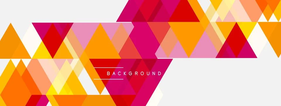 Geometric triangles form vibrant pattern. Orange, pink, yellow hues dominate 库存插图