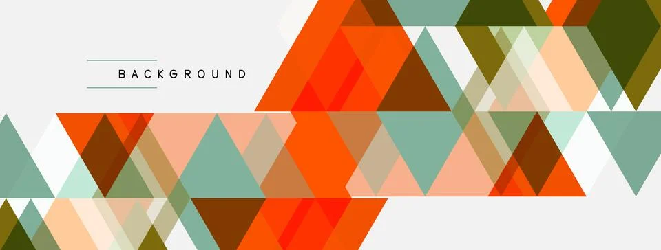 Geometric triangles overlap, creating abstract pattern. Colors include orange Stock Illustration