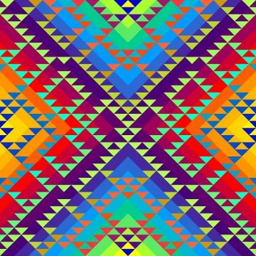 Geometric triangles pattern on rainbow colorful background. Stock Illustration