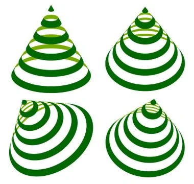 Geometric triangles with stripes, lines in 4 angle. Cone with stripes. Stock Illustration