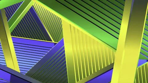 Geometric triangular 3d background with changing colors. Motion. Iridescent acid Illustrazione stock