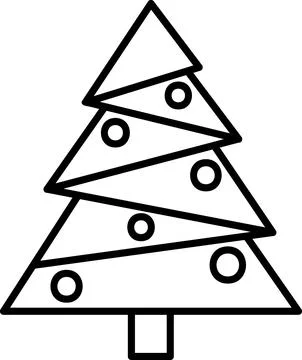 Geometric triangular Christmas tree with baubles icon Иллюстрация