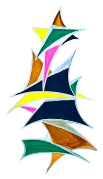 Geometric triangular objects drawn Stock Illustration