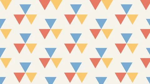 Geometric triangular pattern with red blue yellow shapes on white background Stock Illustration