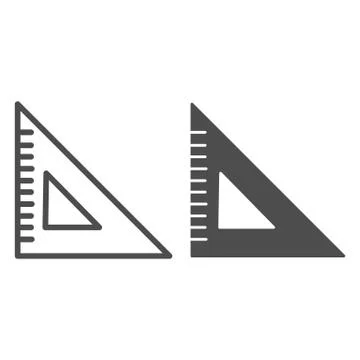 Geometric triangular ruler line and solid icon, stationery concept, corner Stock Illustration