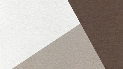 Geometric triangular white, beige, dark brown textured paper background with  Stock Photos