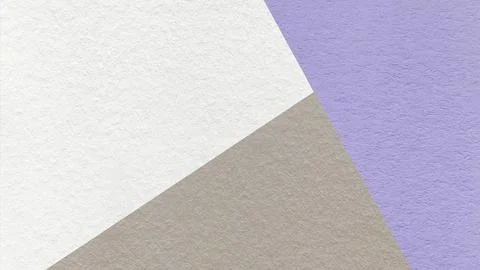 Geometric triangular white, beige, pastel lavender textured paper backgroun.. Stock Photos