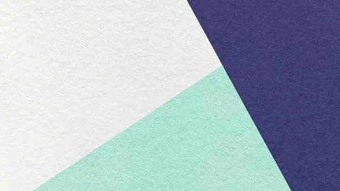 Geometric triangular white, light mint, dark blue textured paper background w Stock Illustration
