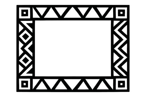 Geometric tribal border design with square center and zigzag patterns イラスト素材