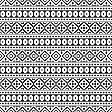 Geometric Tribal Ethnic Pattern Design in black and white color Stock Illustration