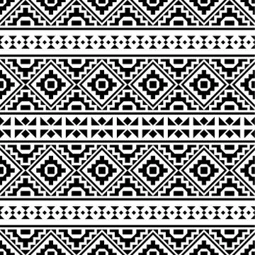 Geometric Tribal Ethnic Pattern Design in black and white color Stock Illustration