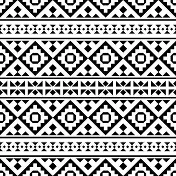 Geometric Tribal Ethnic Pattern Design in black and white color Stock Illustration