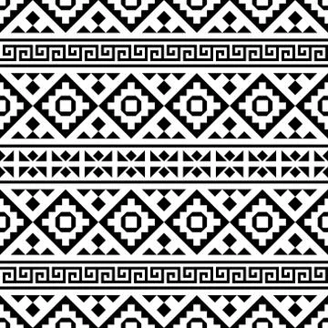 Geometric Tribal Ethnic Pattern Design in black and white color Illustrazione stock