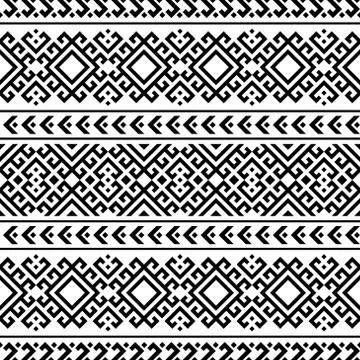 Geometric Tribal Ethnic Pattern Design in black and white color Illustrazione stock