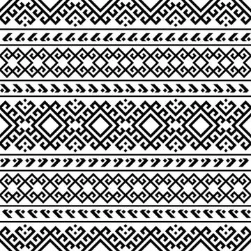 Geometric Tribal Ethnic Pattern Design in black and white color Stock Illustration