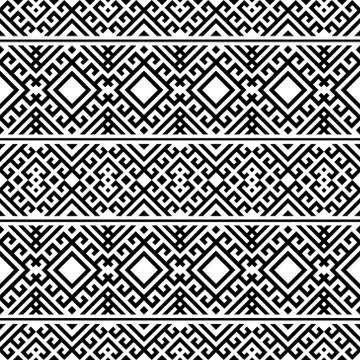 Geometric Tribal Ethnic Pattern Design in black and white color Stock Illustration