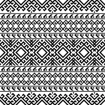 Geometric Tribal Ethnic Pattern Design in black and white color Stock Illustration